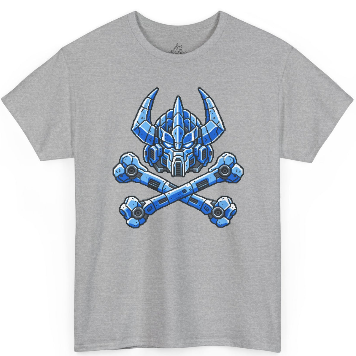Ironkai Mecha Skull T-Shirt | Pixel Art Robot Crossbones Tee
